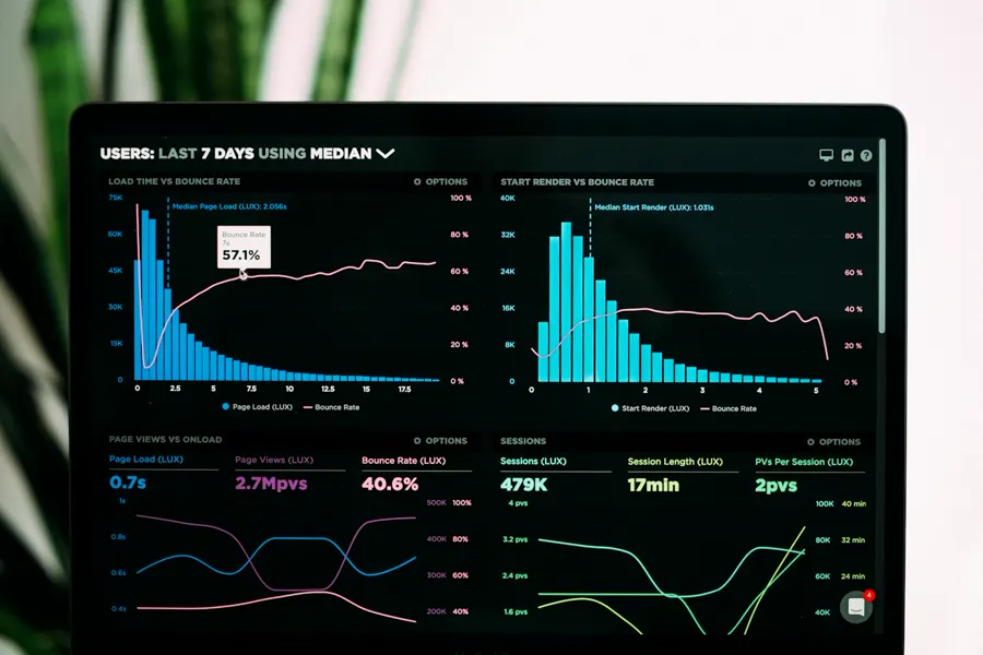 Live analytics dashboard on a screen